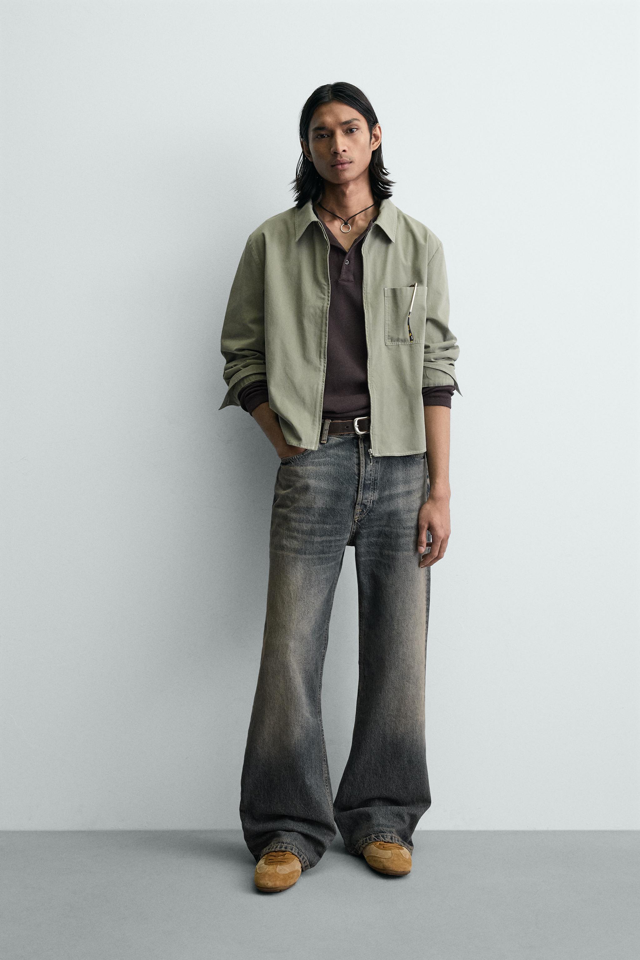 CROPPED FIT ZIP-UP OVERSHIRT