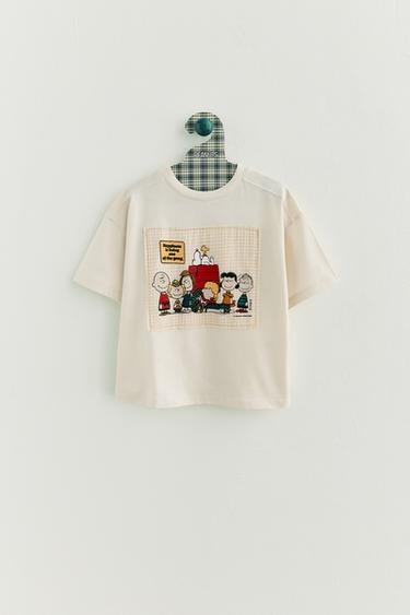 Zara SNOOPY PEANUTS™ PATCH T-SHIRT - Ecru