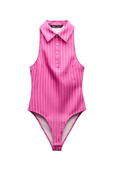 STRIPED STRETCH BODYSUIT