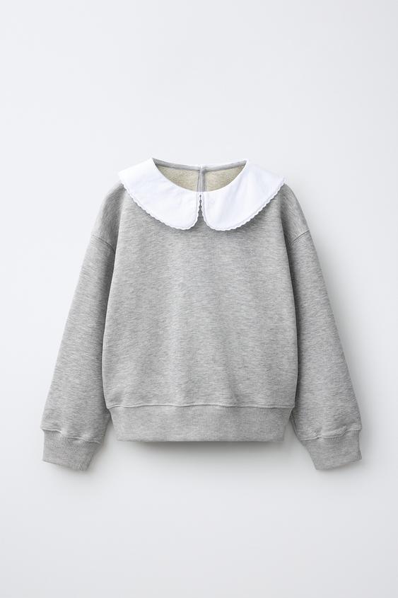 SUDADERA CUELLO BOBO COMBINADO - Gris vigoré de Zara - Imagen 0