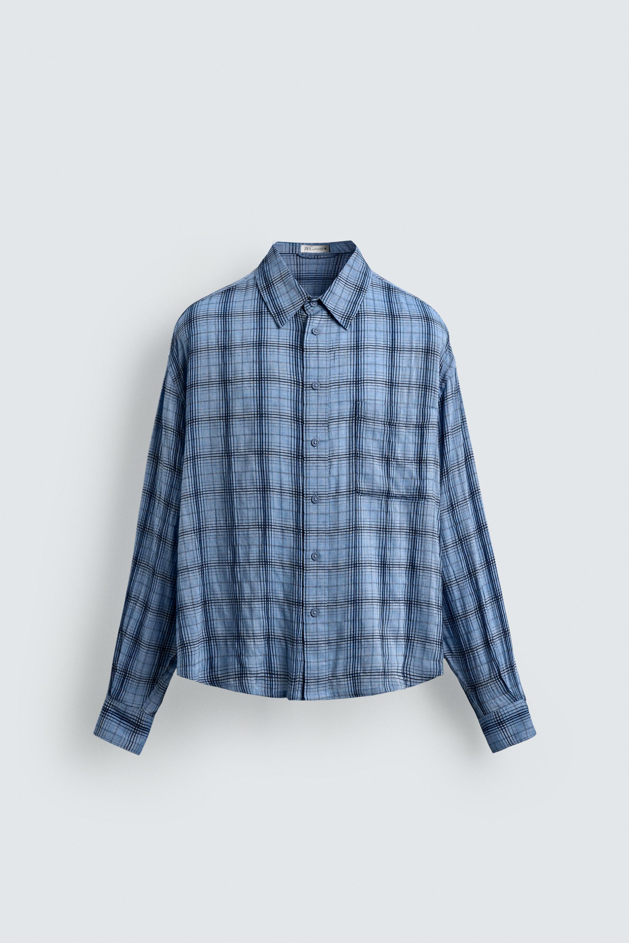 FLOWY PLAID SHIRT - Ink blue | ZARA United States