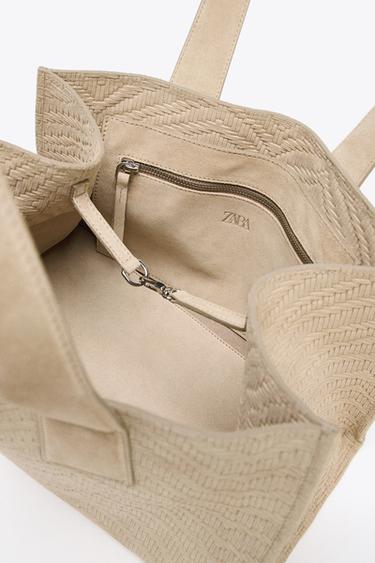 SHOPPER TRESSÉ EN DAIM - SABLE/MARRON de Zara - Image 6