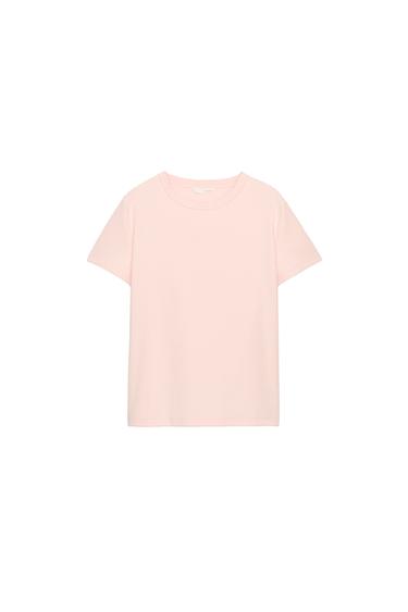 CAMISETA INTERLOCK MANGA CORTA - Rosa pastel de Zara
