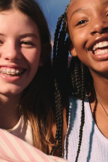 WAFFLE-KNIT TEXT TOP - Grey marl by Zara