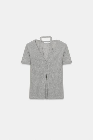DOUBLE EFFECT JACKET TOP - Grey marl by Zara