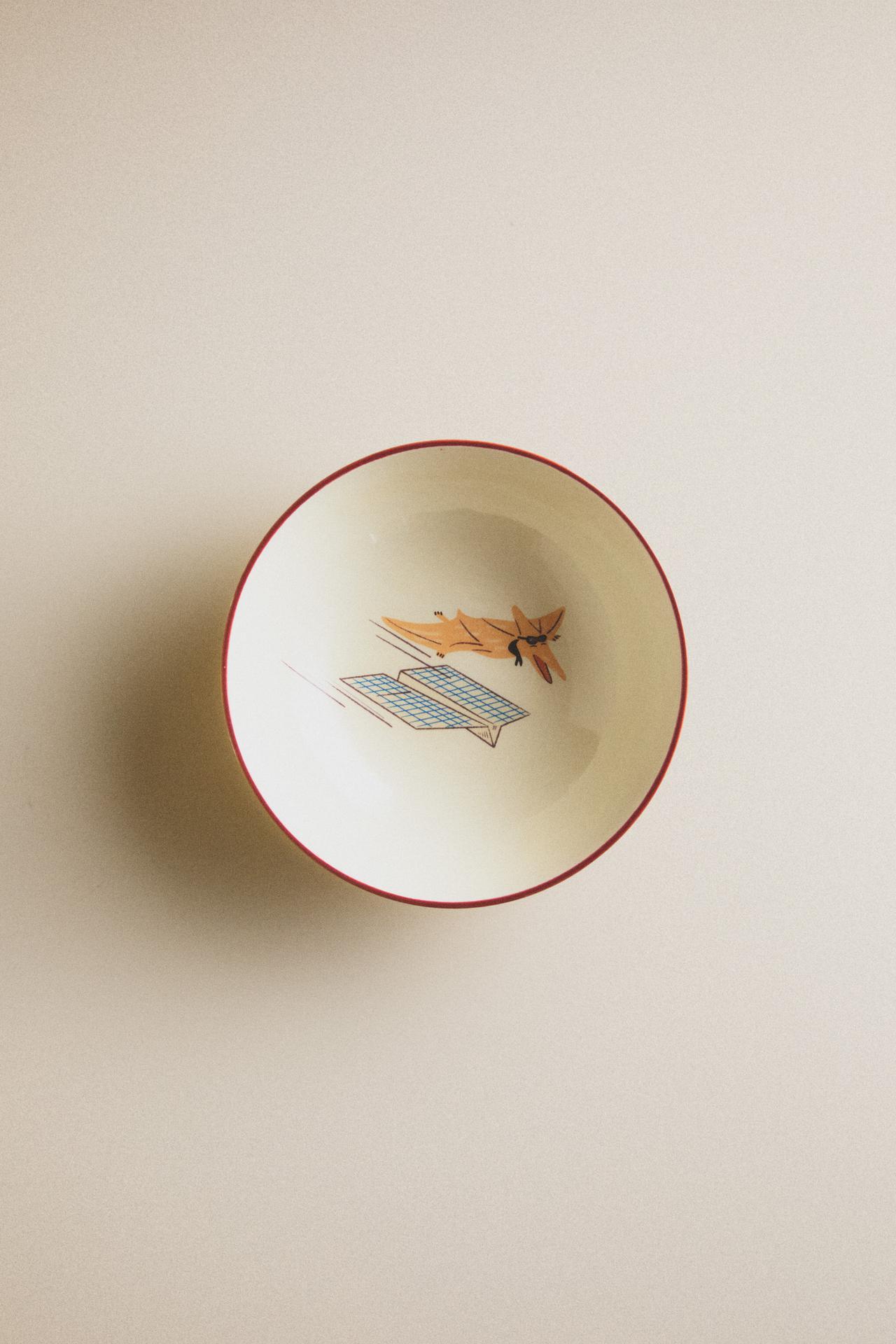 KIDS' CERAMIC DINOSAUR BOWL — Multicolored