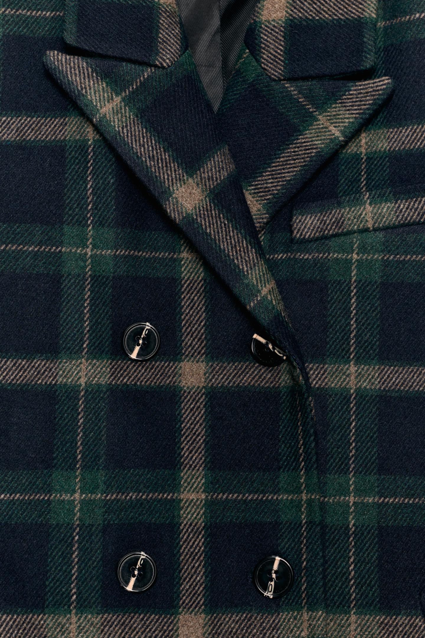 Женское пальто Zara Long Checked, цвет: Зелёный / Синий — фото 4