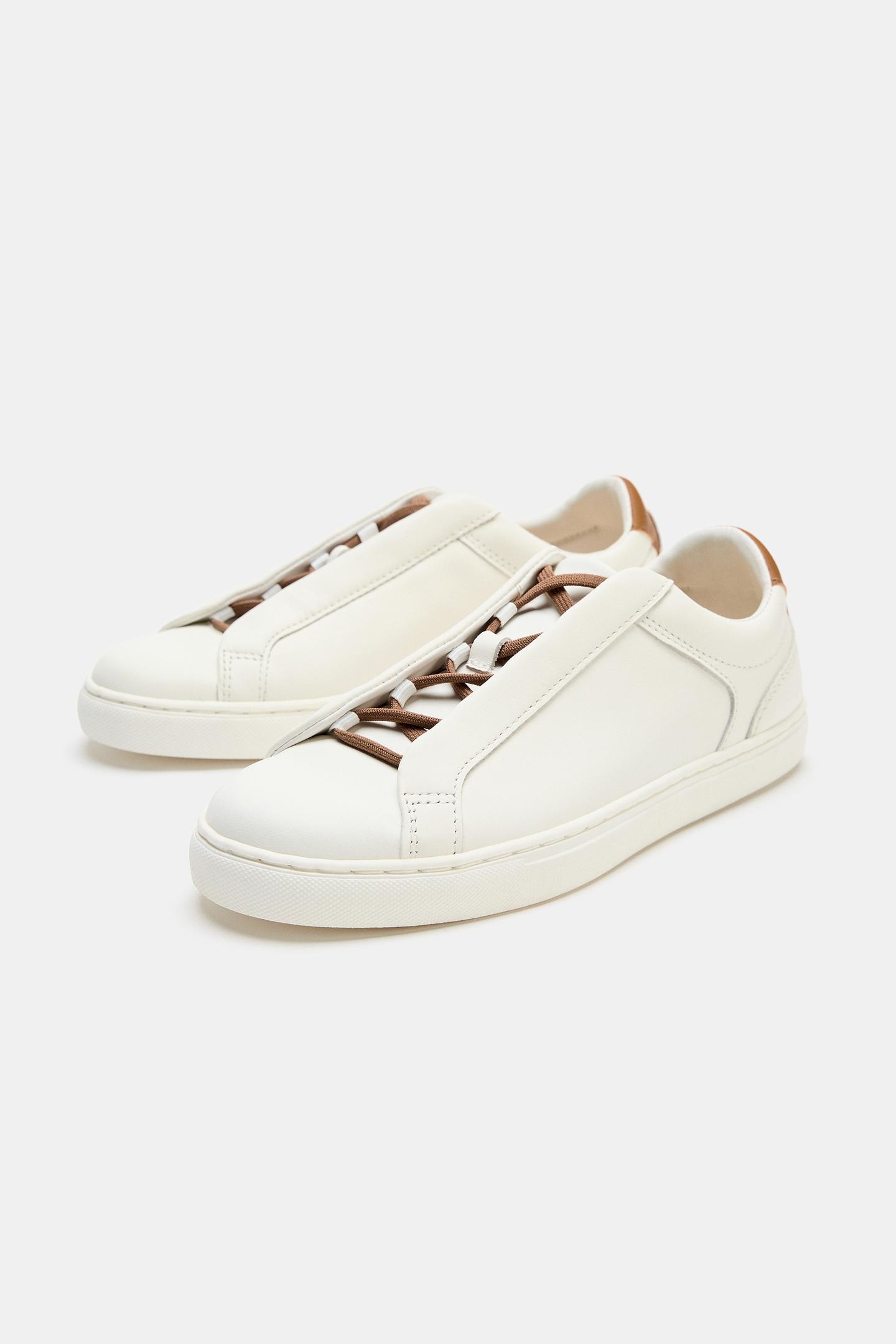 Женские кроссовки Zara Sneakers with Contrast Heel Detail, цвет: Белый — фото 2