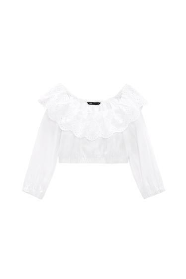 POPLIN TOP WITH CUTWORK EMBROIDERY