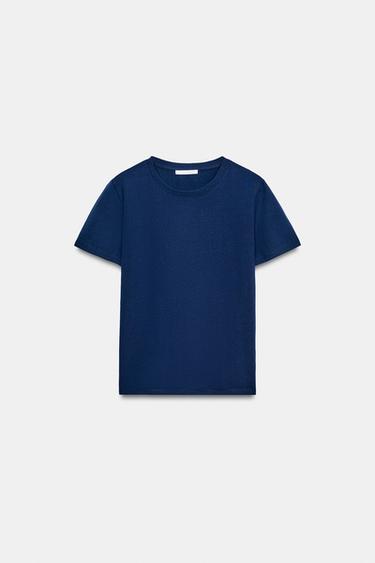 RUSTIC COTTON T-SHIRT - Navy blue by Zara