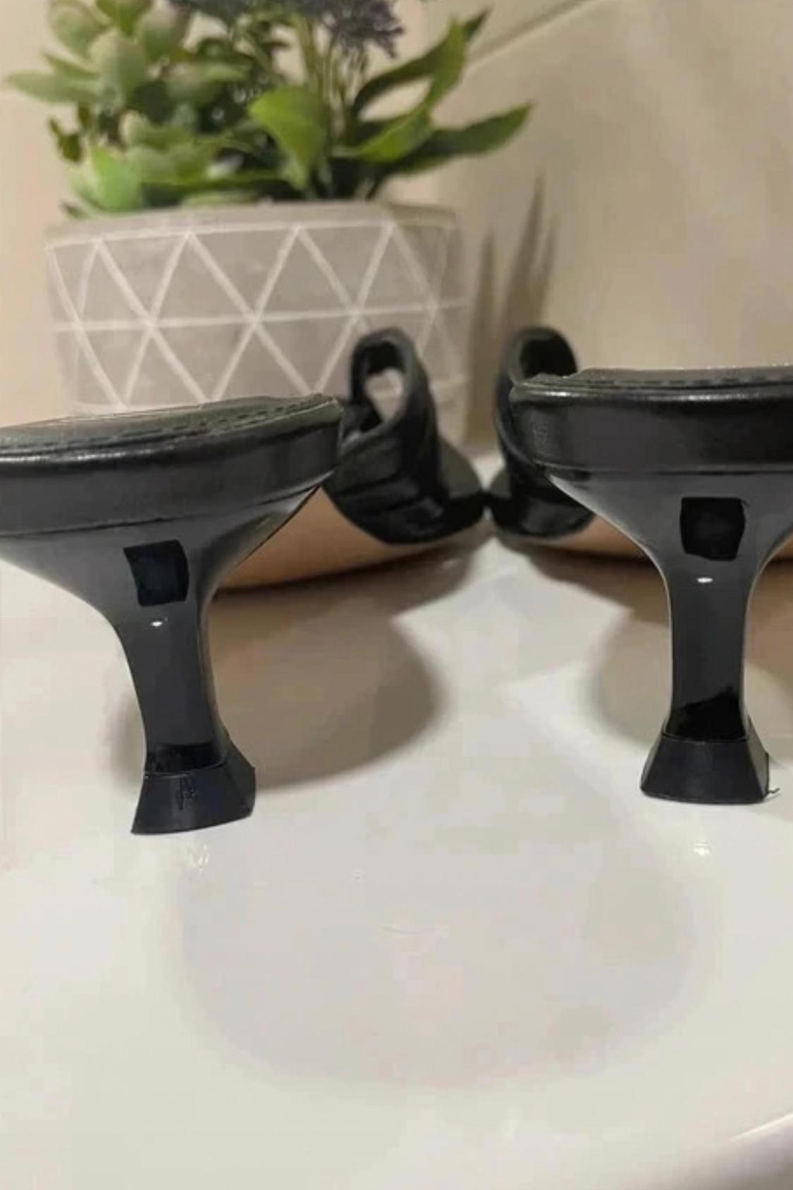 LEATHER HIGH-HEEL SANDALS WITH SQUARE TOES - Image 3
