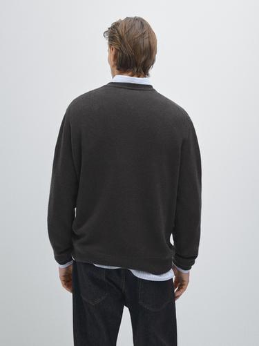 Zara Wool blend crew neck knit sweater - Grays - Image 0