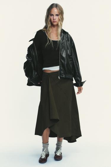 Zara DOUBLE EFFECT T-SHIRT - Black