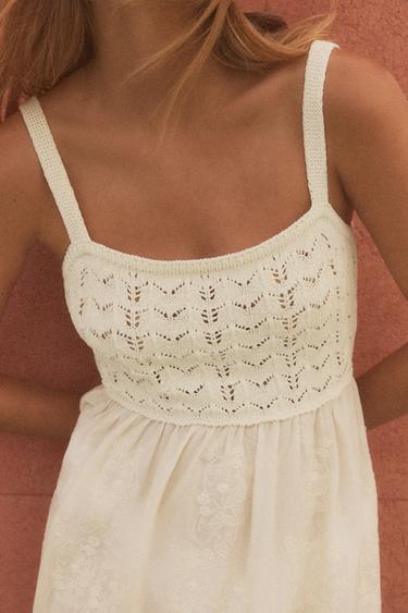 ROBE EN MAILLE EN MATIÈRES VARIÉES - Écru de Zara - Image 2
