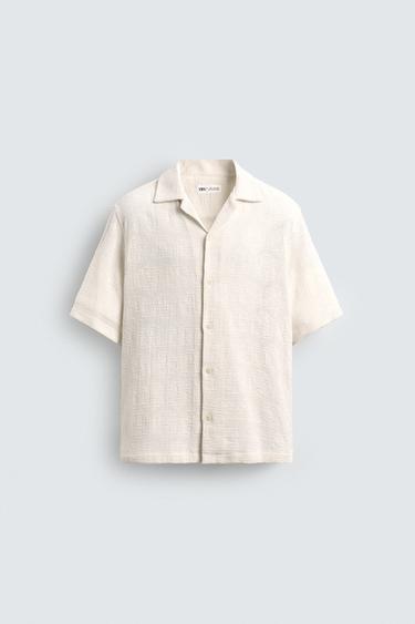 CAMISA JACQUARD GEOMÉTRICO - Blanco roto de Zara
