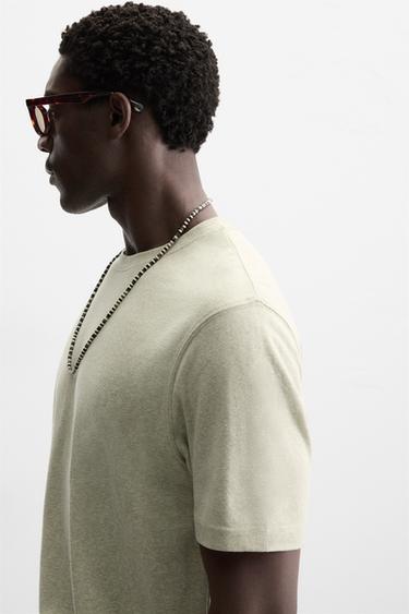 T-SHIRT STRUCTURÉ - Vert chiné de Zara - Image 4