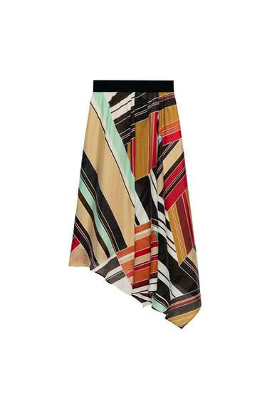 ASYMMETRIC PRINTED MIDI SKIRT - Multicoloured by Zara