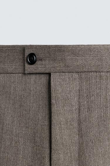 PANTALON DE COSTUME 100% LAINE - Marron clair de Zara - Image 7