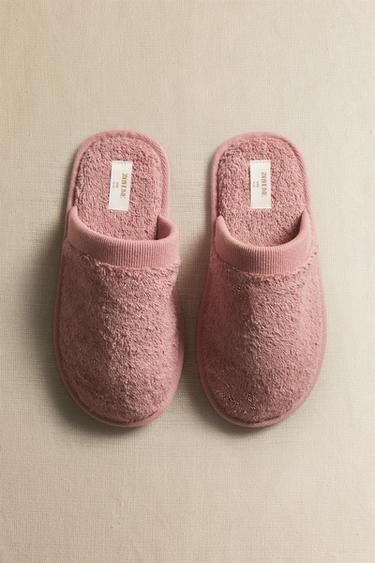 CHILDREN'S TERRY BATHROOM MULE SLIPPERS - Pink by Zara
