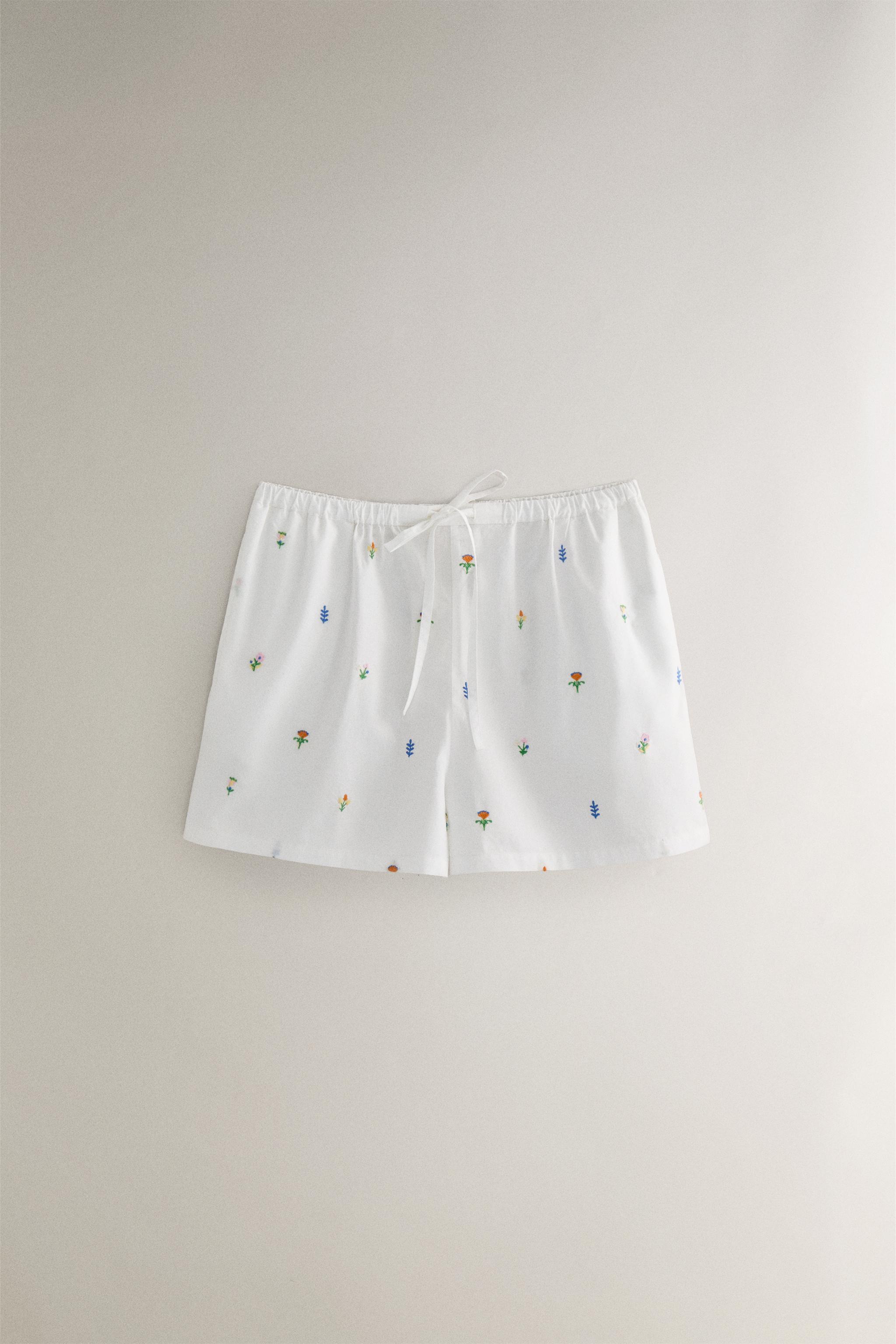 COTTON SHORTS WITH MINI FLOWERS - White | ZARA United States