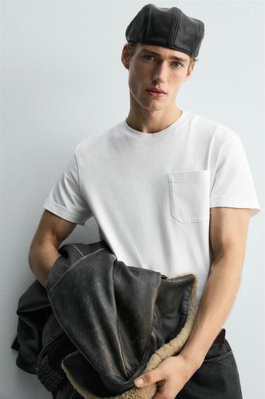 RELAXED FIT T-SHIRT WITH POCKET - White by Zara - Image 4