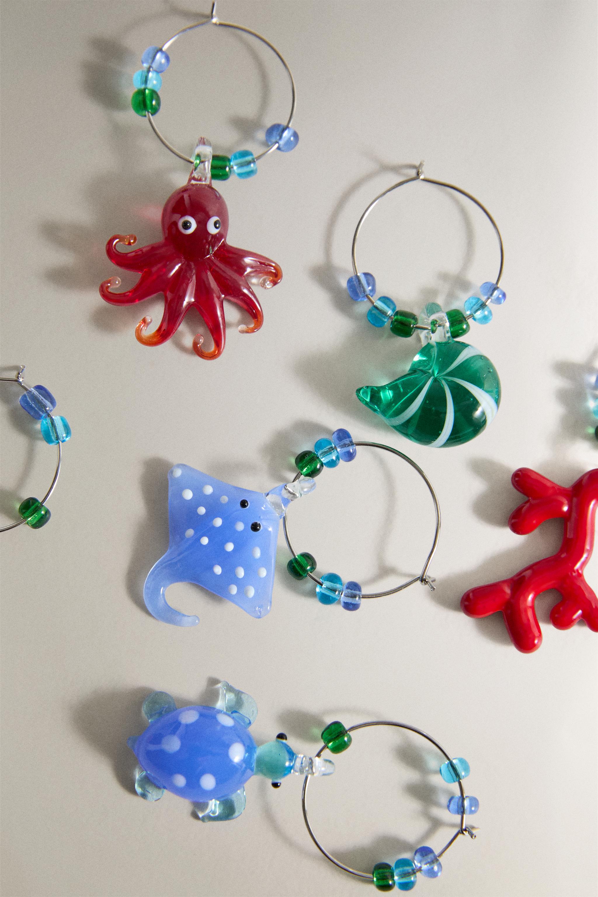 GLASS GLASS CHARMS (PACK OF 6) — Blues