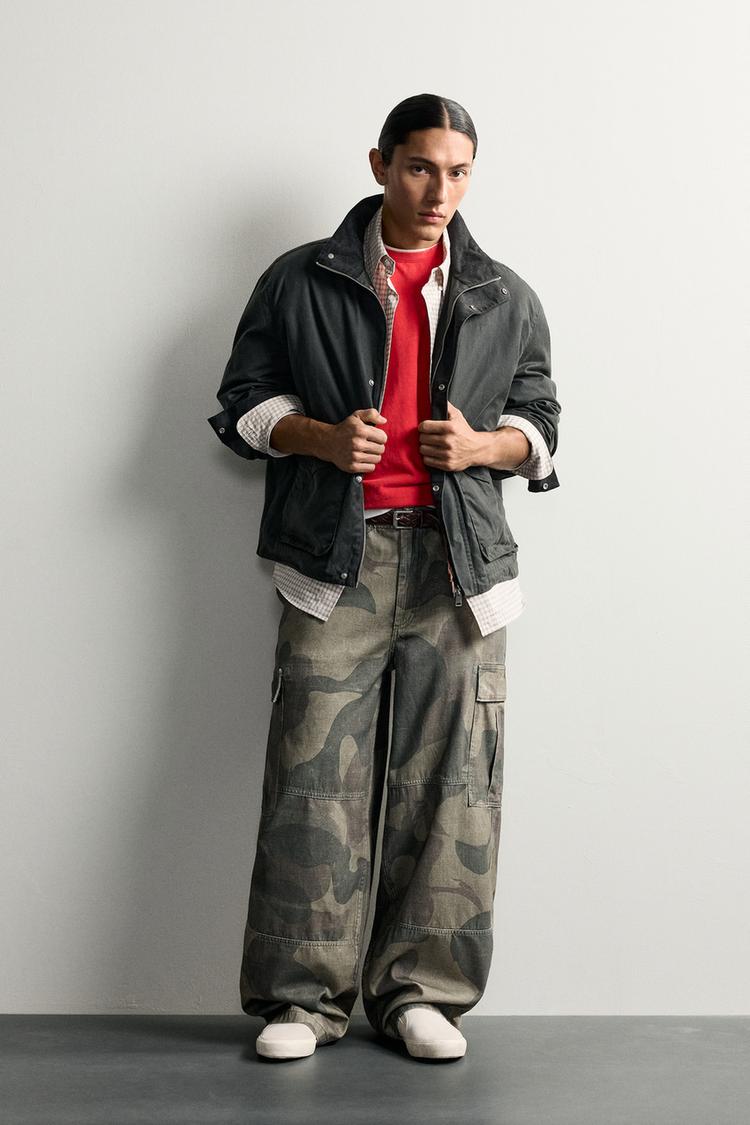 PRINTED BALLOON FIT CARGO TROUSERS