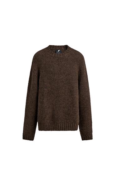 Zara WOOL BLEND TEXTURED JUMPER - Brown