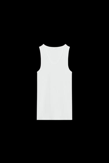 ÄRMELLOSES T-SHIRT AUS BAUMWOLLE UND MODAL - Weiß von Zara