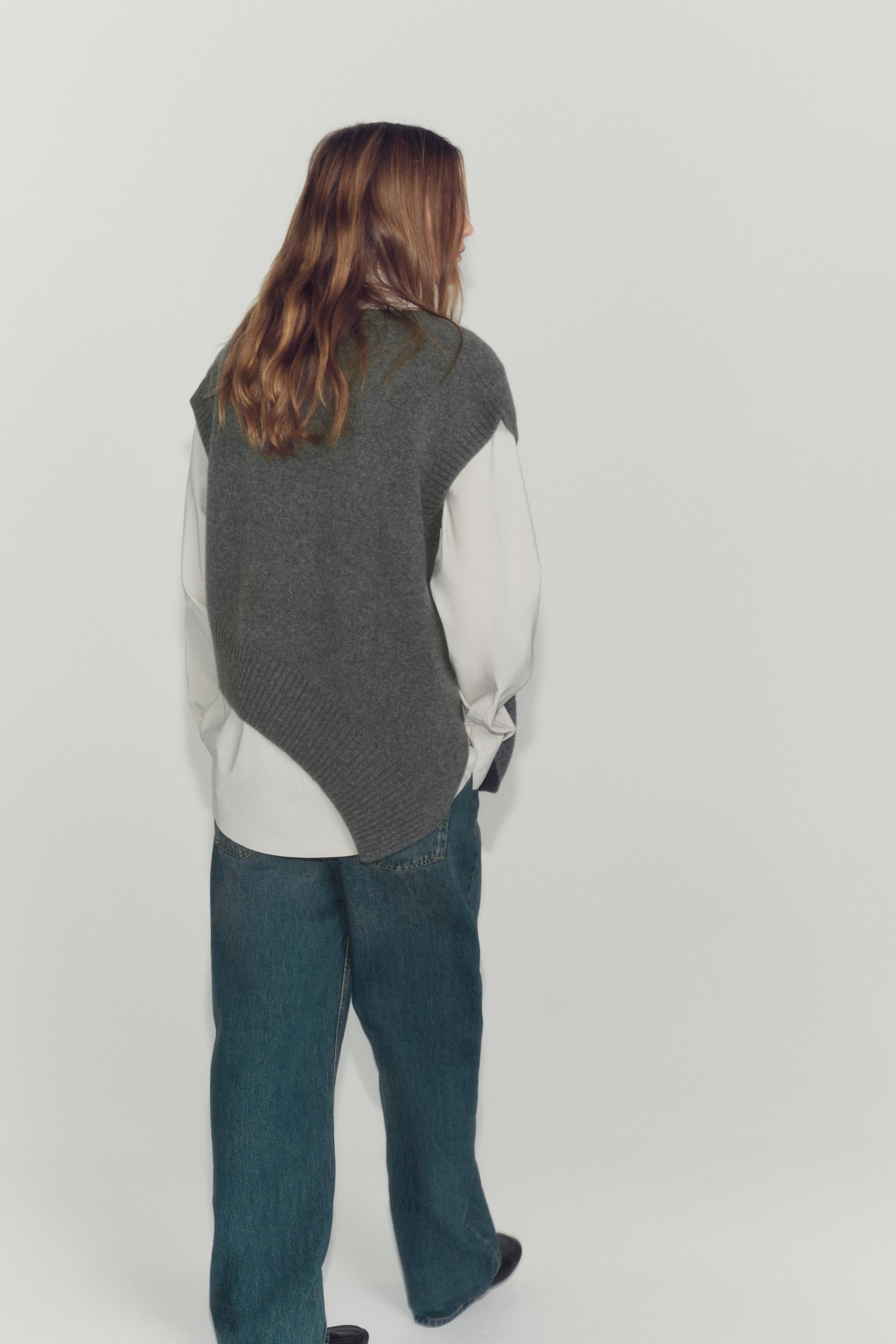Женские жилеты Zara WOOL ASYMMETRICAL HEM VEST — фото 4