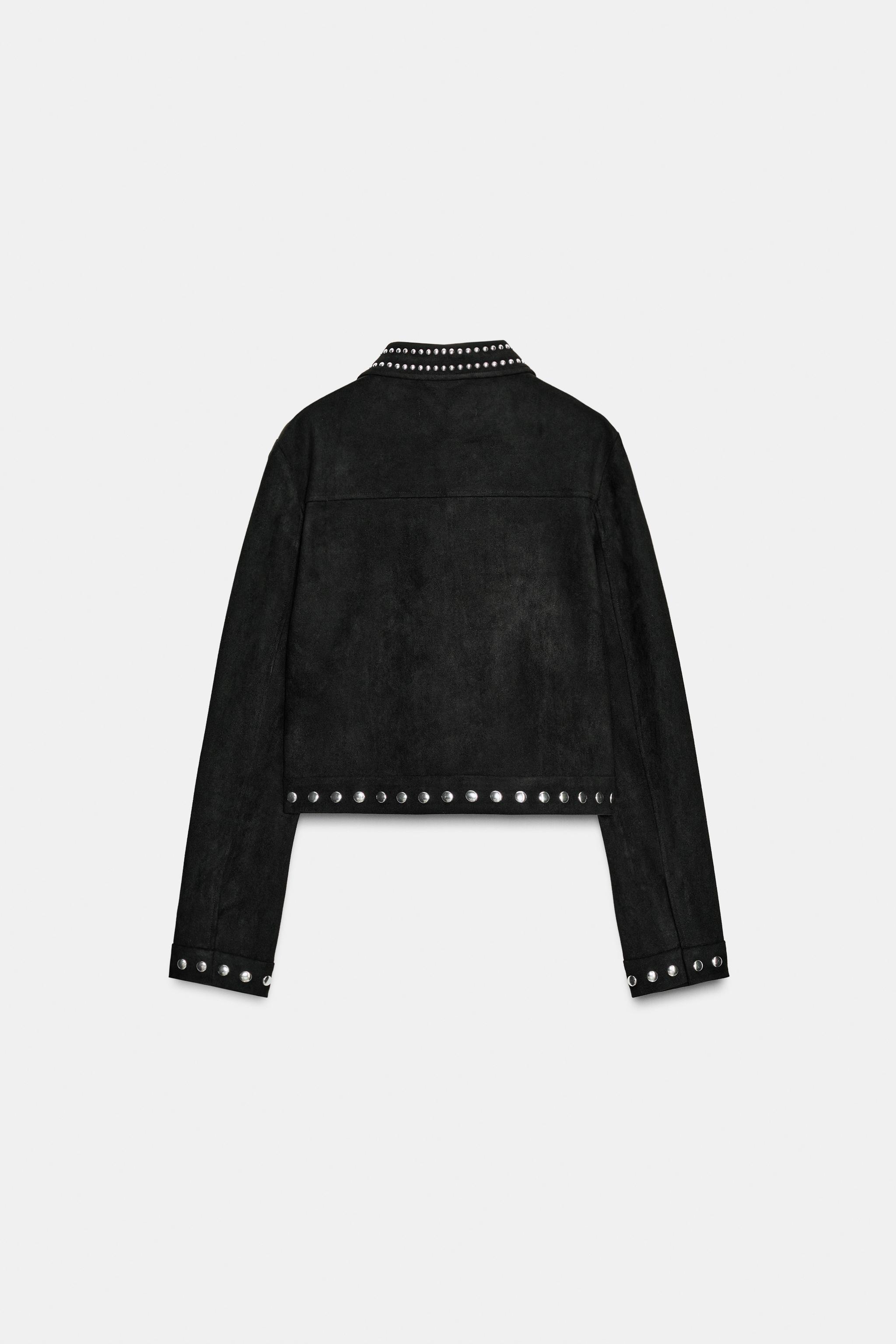 CASACO COM EFEITO SUEDE COM TACHAS - Marrom | ZARA Brasil
