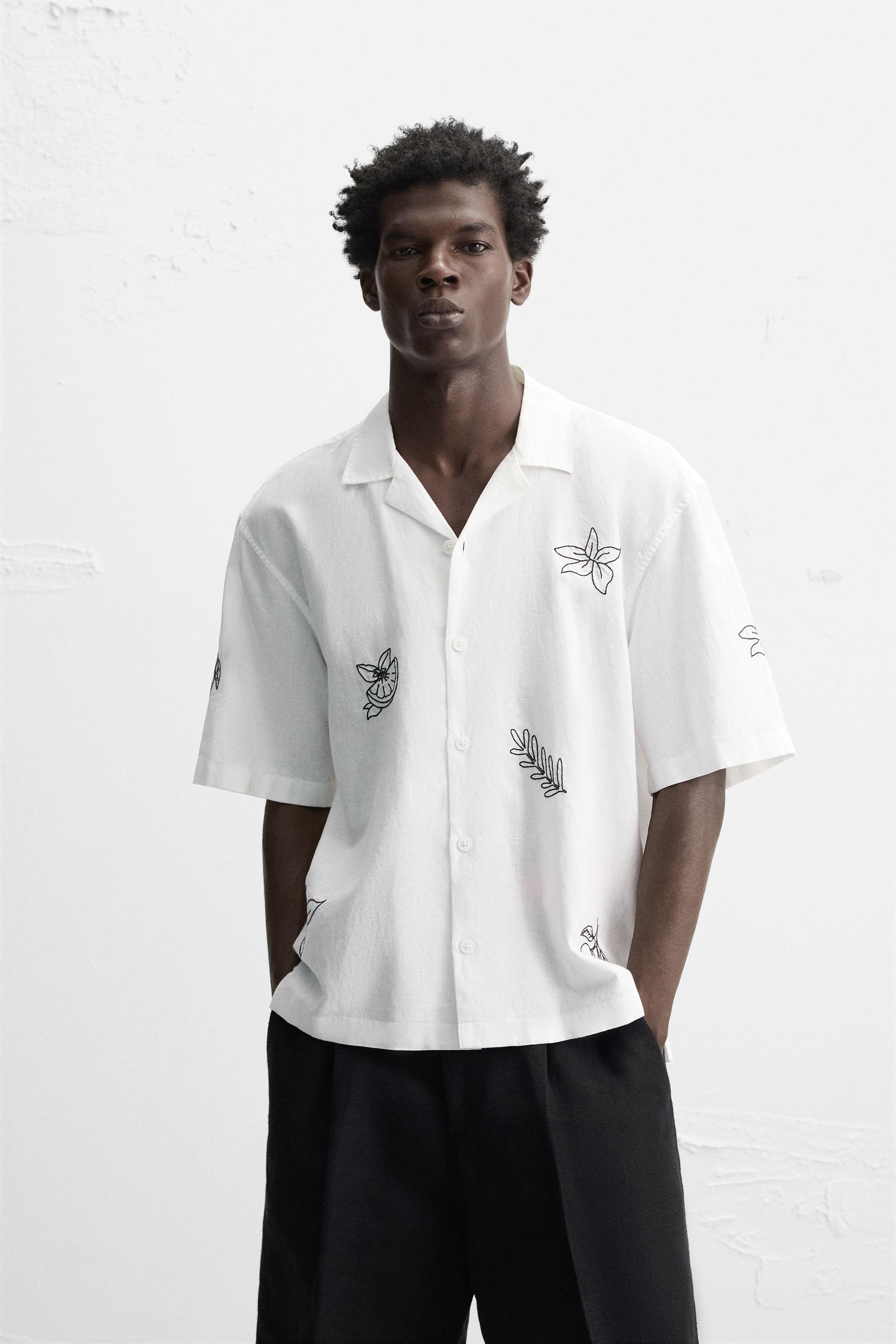 CHEMISE COTON - LIN BRODÉS