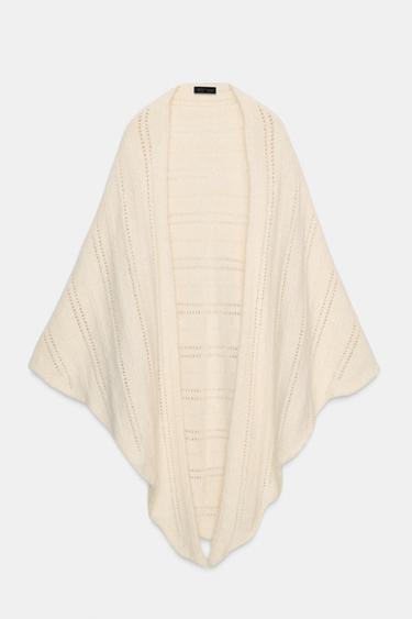 TRIANGULAR CUT-OUT SHAWL - Ecru by Zara