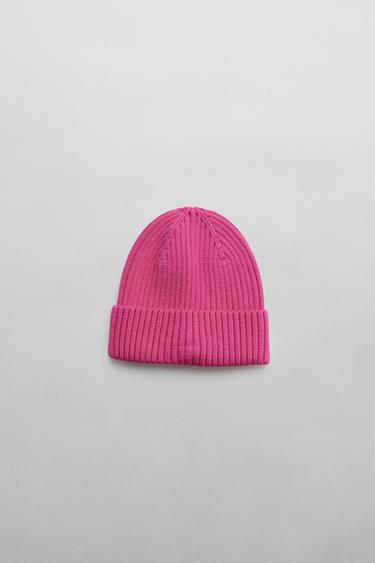 Zara PLAIN KNIT HAT - Pink