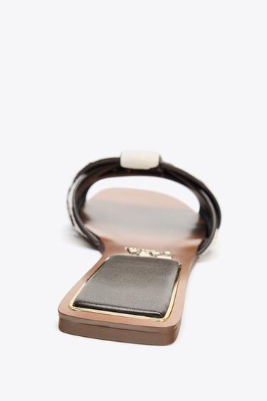 SANDALES PLATES EN CUIR - Multicolore de Zara - Image 6