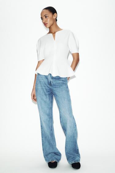T-SHIRT PÉPLUM SOFT - Blanc de Zara