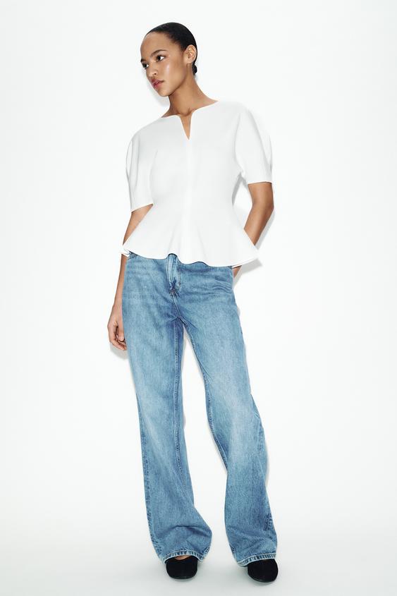 CAMISETA PEPLUM SOFT - Blanco de Zara - Imagen 0