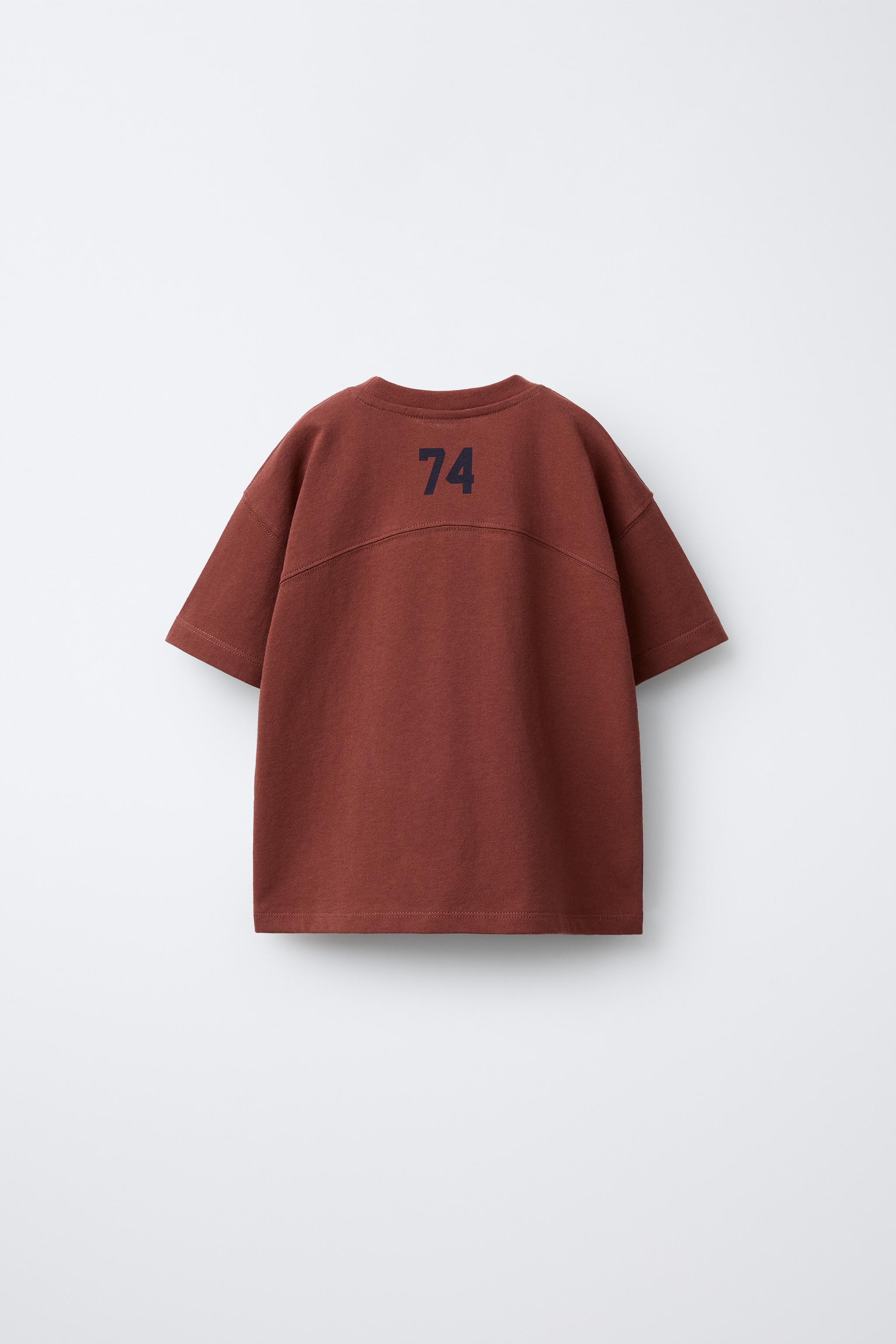 DOG AND NUMBER PRINT T-SHIRT - Maroon | ZARA United States