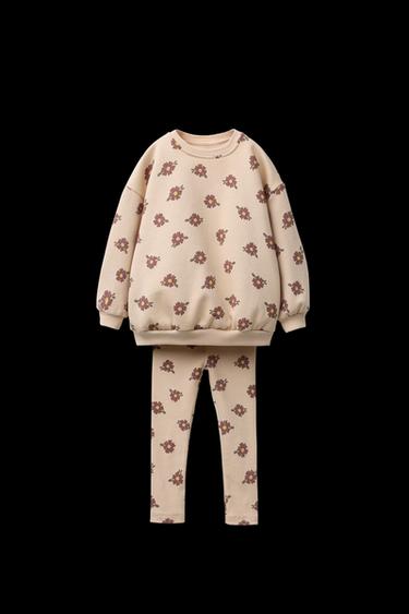 PRINTED RIB SWEATSHIRT AND LEGGINGS SET - Ochre by Zara