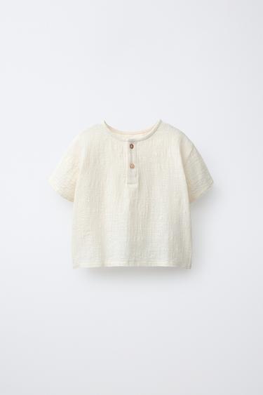 تيشرت ممزوج بأزرار - خَام الخاص بـ Zara - صورة 0