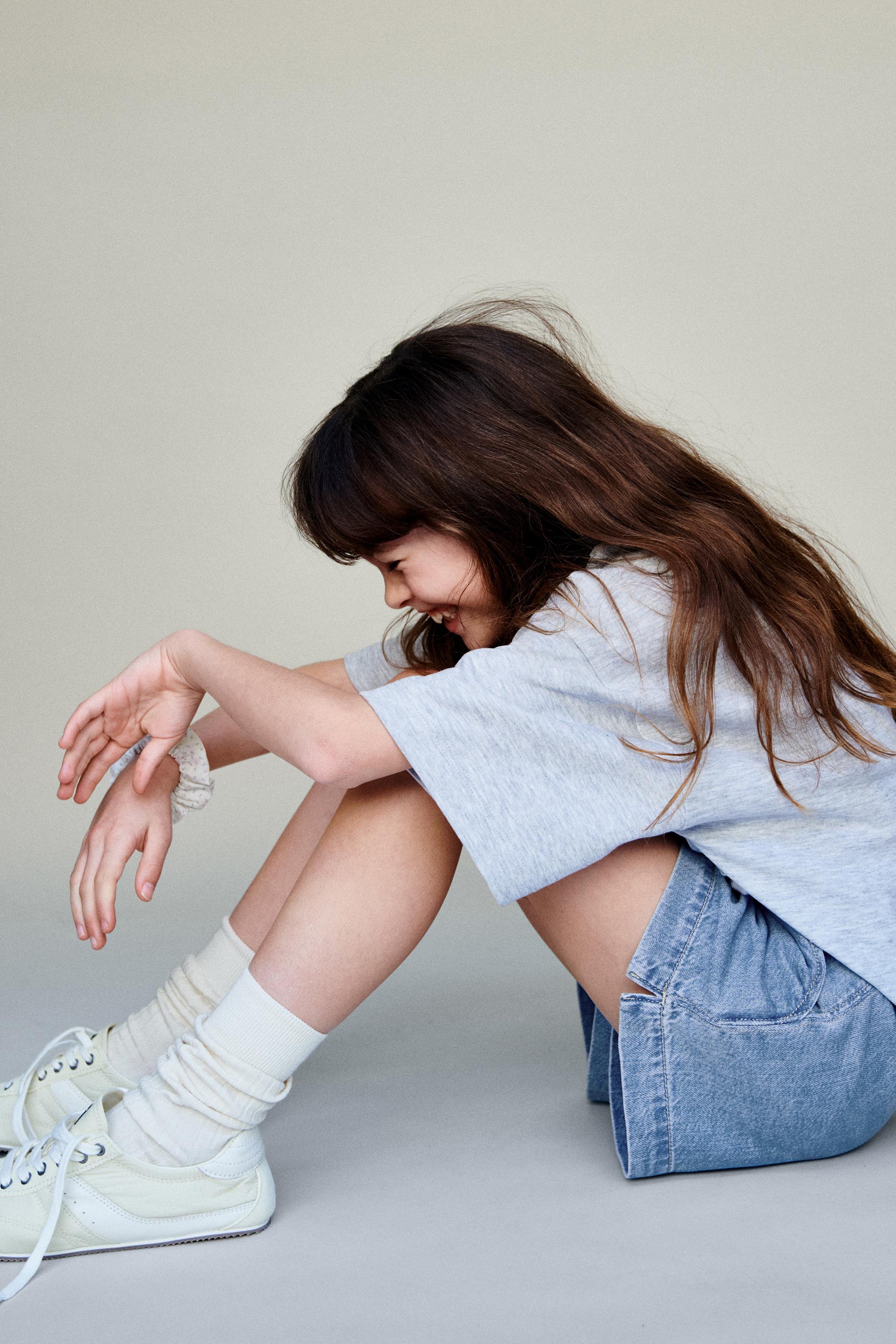 DRAWSTRING DENIM SHORTS — Blue