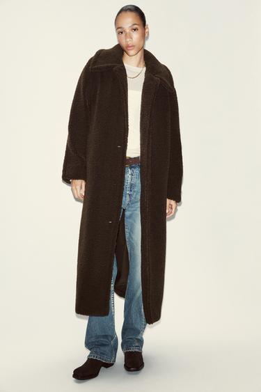 FAUX SHEARLING COAT - Dark brown by Zara