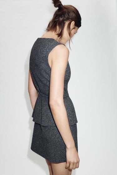 VESTIDO MIDI EFECTO DOS PIEZAS - Marino / Blanco de Zara