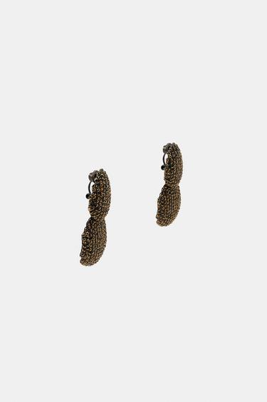 BOUCLES D'OREILLES DOUBLES BRILLANTES - Or vieilli de Zara - Image 2