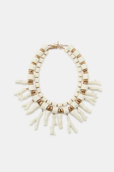 PACK OF RESIN STONE NECKLACES - Ecru by Zara