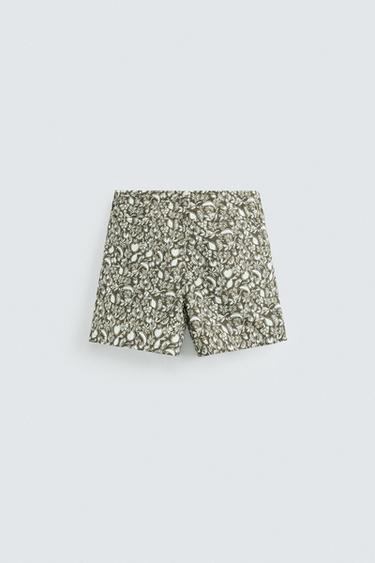 FRUIT PRINT MID-LENGTH SWIMMING TRUNKS - Brown by Zara - Image 1