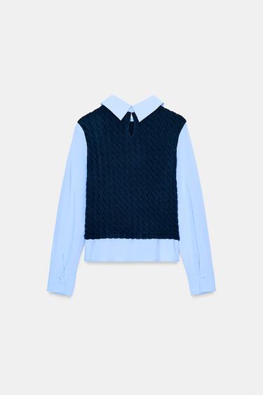 CONTRAST POPLIN SHIRT - Navy blue by Zara - Image 7