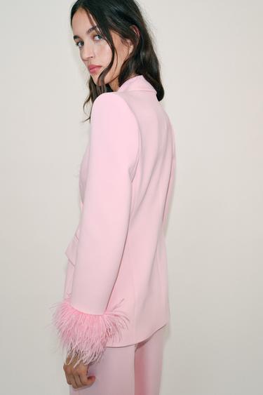 VESTE À ÉPAULETTES ET POIGNETS EN PLUMES - Rose de Zara - Image 3