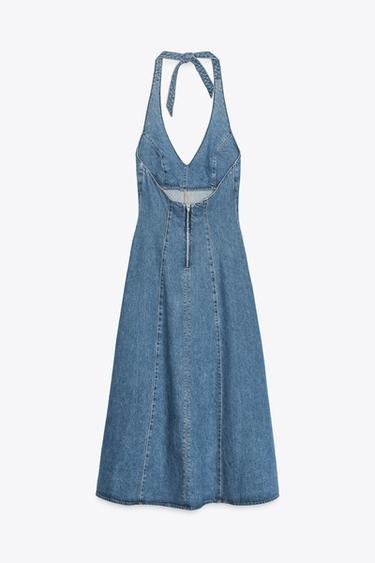 TRF HALTER DENIM DRESS - Blue by Zara - Image 6