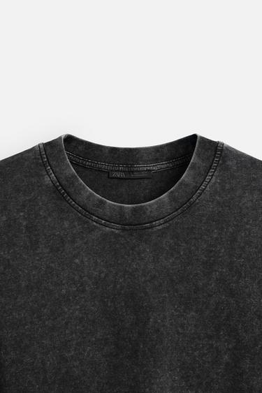 T-SHIRT RELAXED FIT DÉLAVÉ - Gris foncé de Zara - Image 8